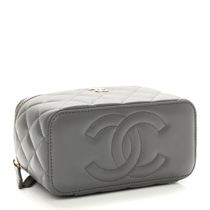Chanel Lambskin Quilted Small Top Handle Vanity Case With Chain Grey 4 of 12