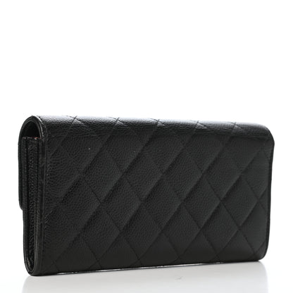Chanel Caviar Quilted Large Gusset Flap Wallet Black 3 of 9