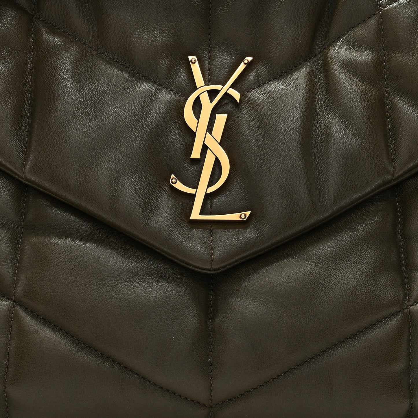 Lambskin Quilted Medium Loulou Puffer Monogram Chain Satchel Seaweed Seaweed