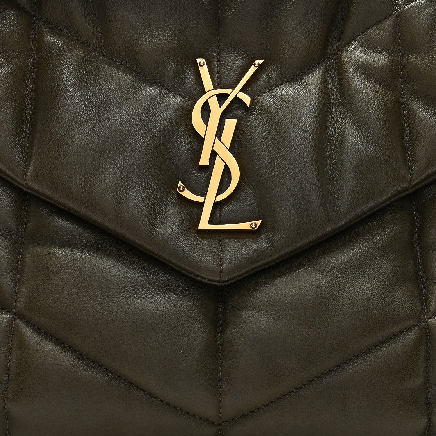 Saint Laurent Lambskin Quilted Medium Loulou Puffer Monogram Chain Satchel Seaweed Seaweed 6 of 8