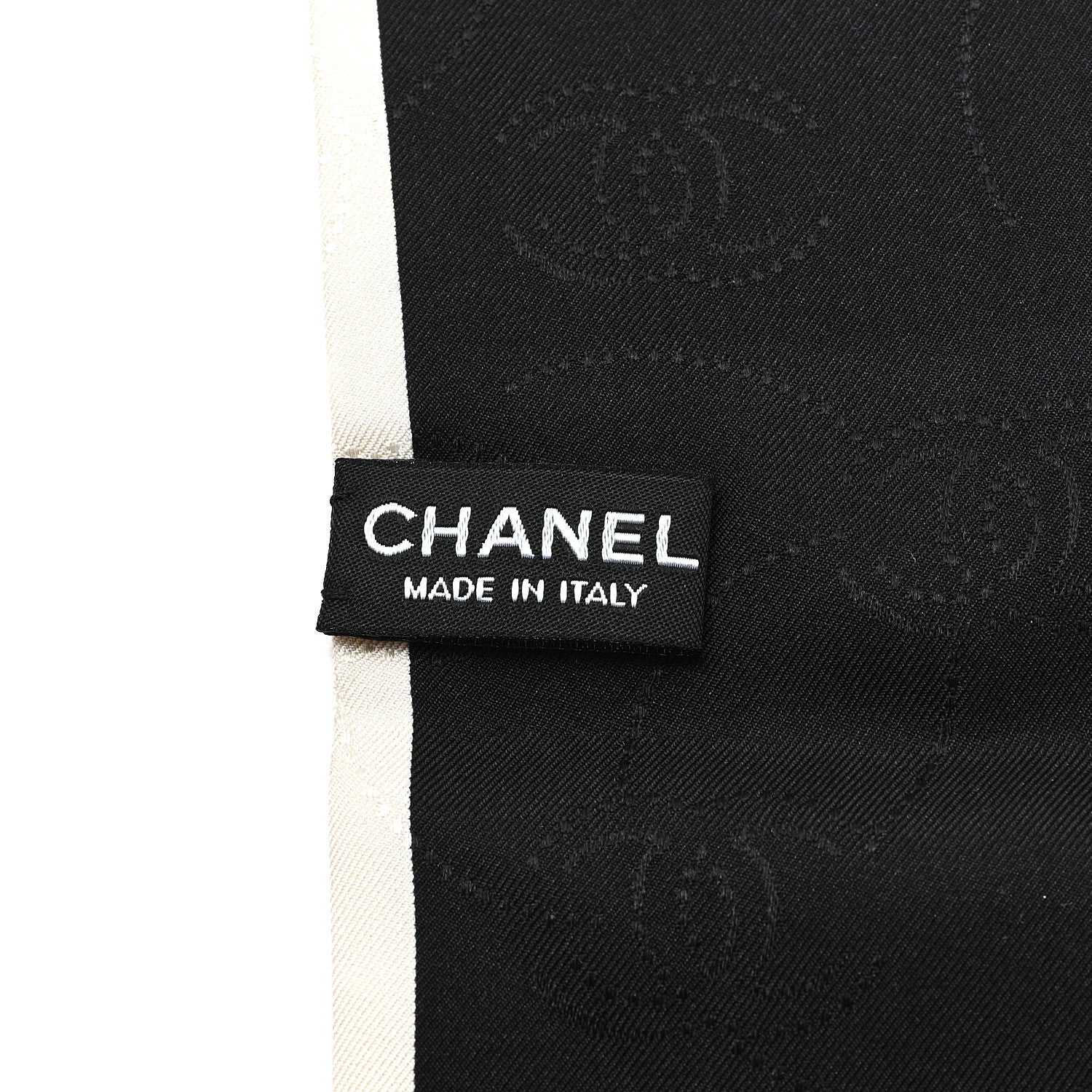 Chanel Silk CC Slim Bandeau Scarf Black White 3 of 3
