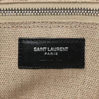 Saint Laurent Linen Calfskin Rive Gauche Tote Optic White 6 of 9