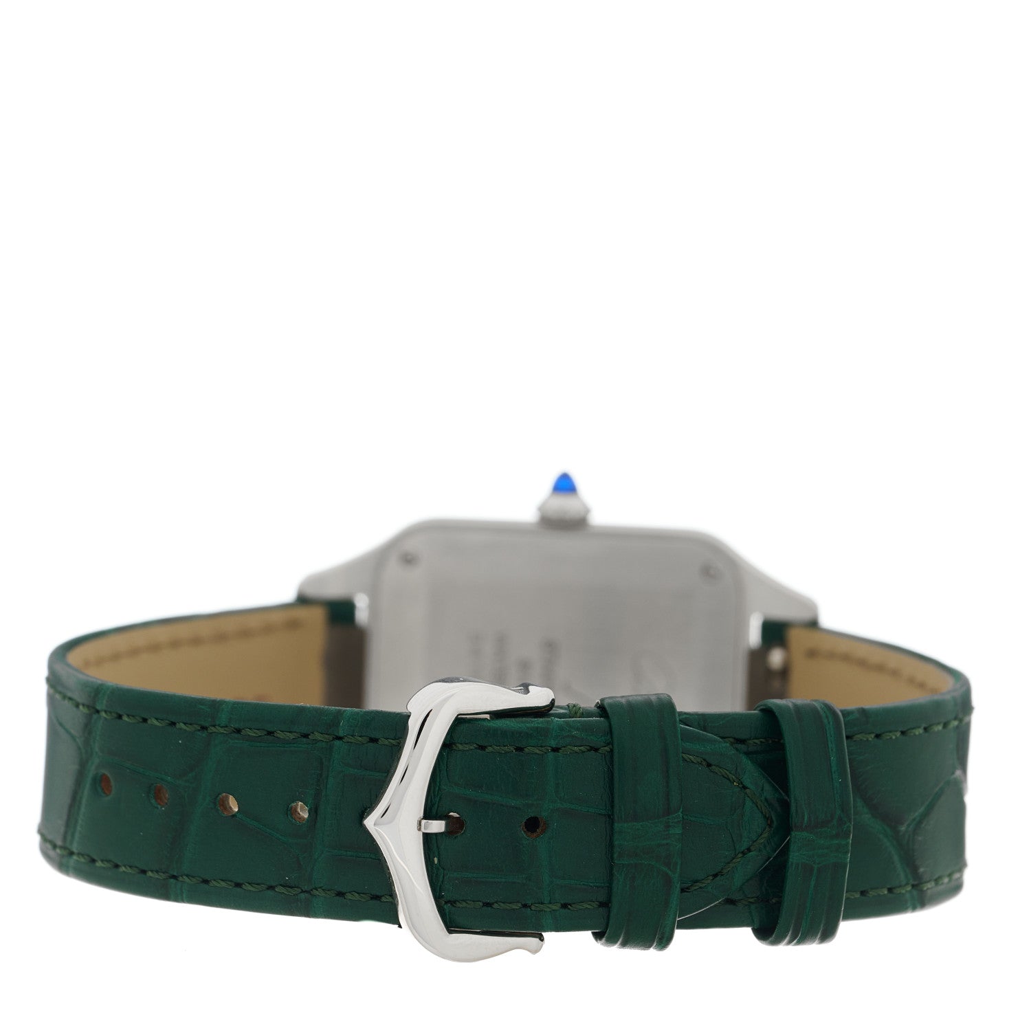 Cartier Stainless Steel Alligator 31.4mm Santos Dumont Quartz Watch Green 3 of 5