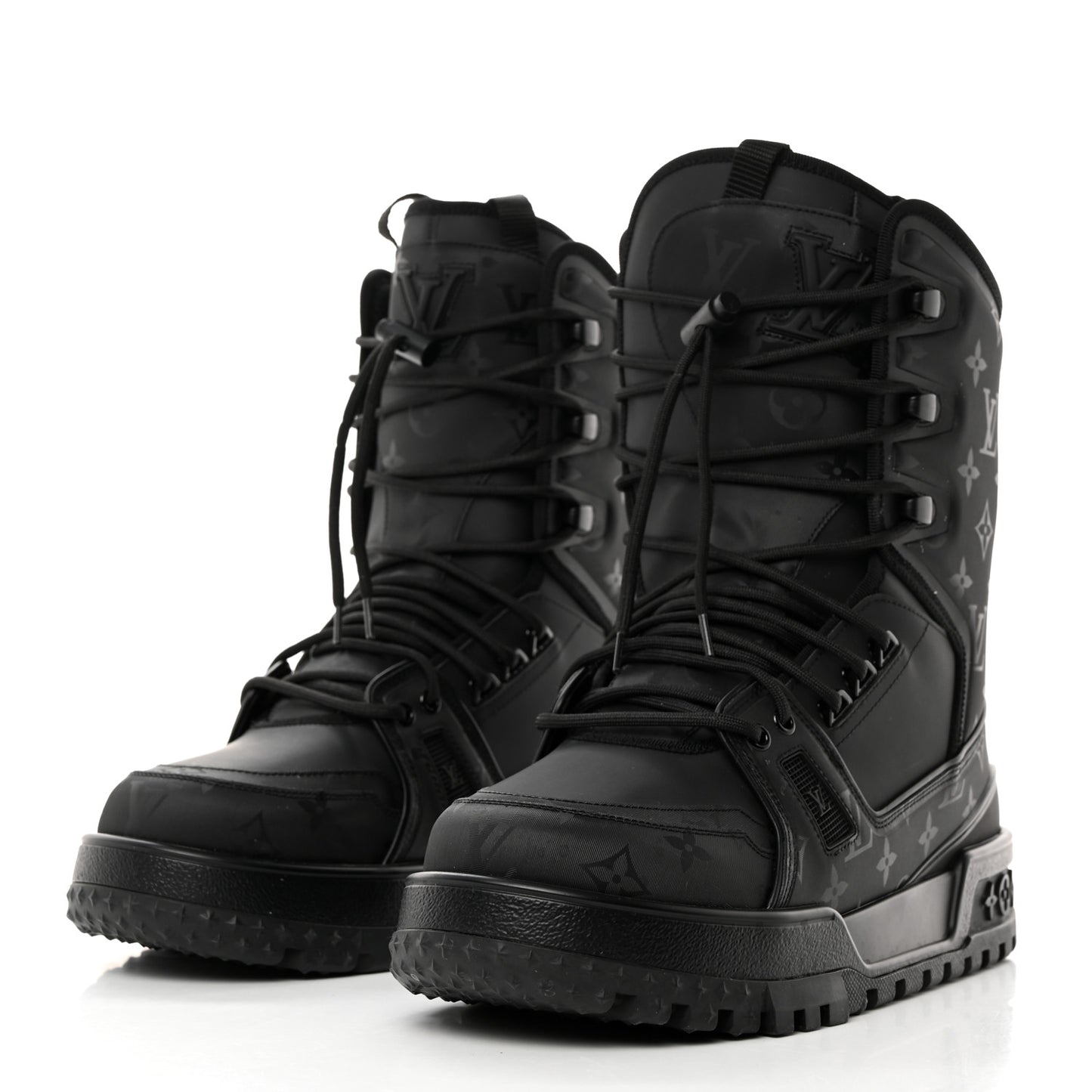 Monogram Mens LV Trainer Snow Snow Boots 8 Black