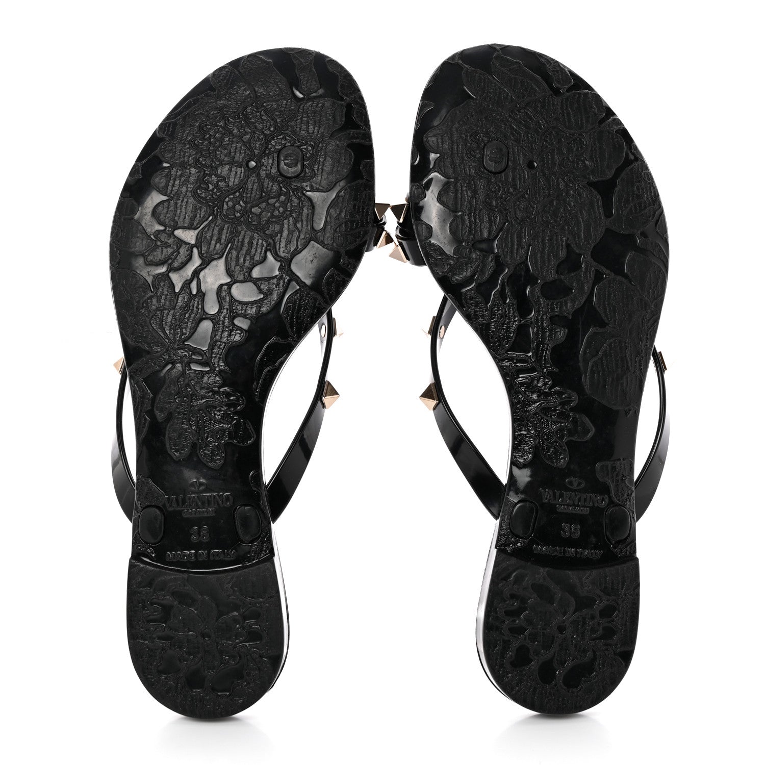 Valentino Garavani PVC Jelly Rockstud Bow Thong Sandals 36 Black 5 of 10