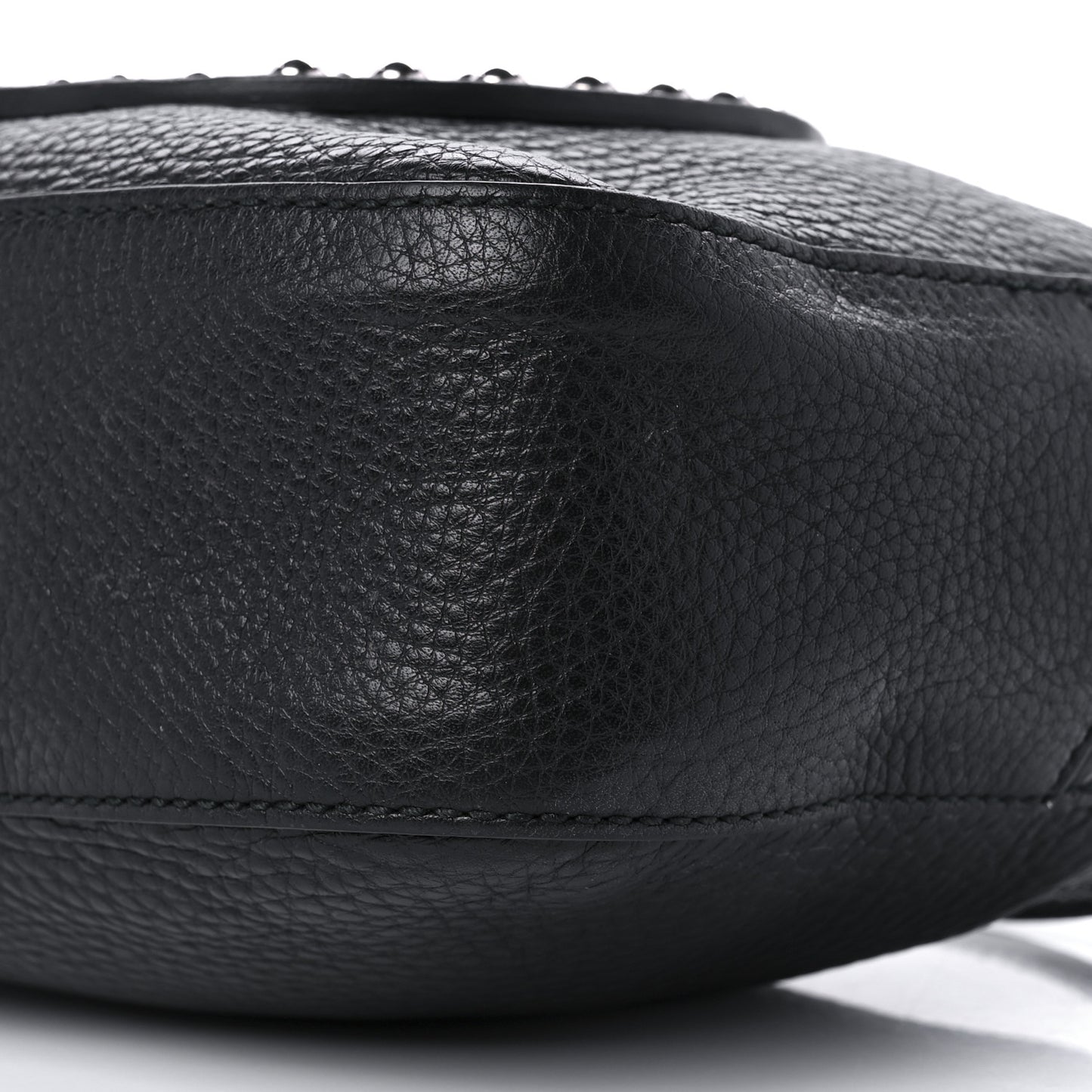 Pebbled Calfskin Studded Small Soho Disco Bag Black