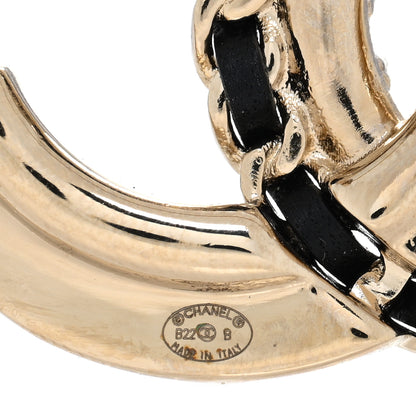 Chanel Lambskin Crystal CC Chain Brooch Black Gold 4 of 4
