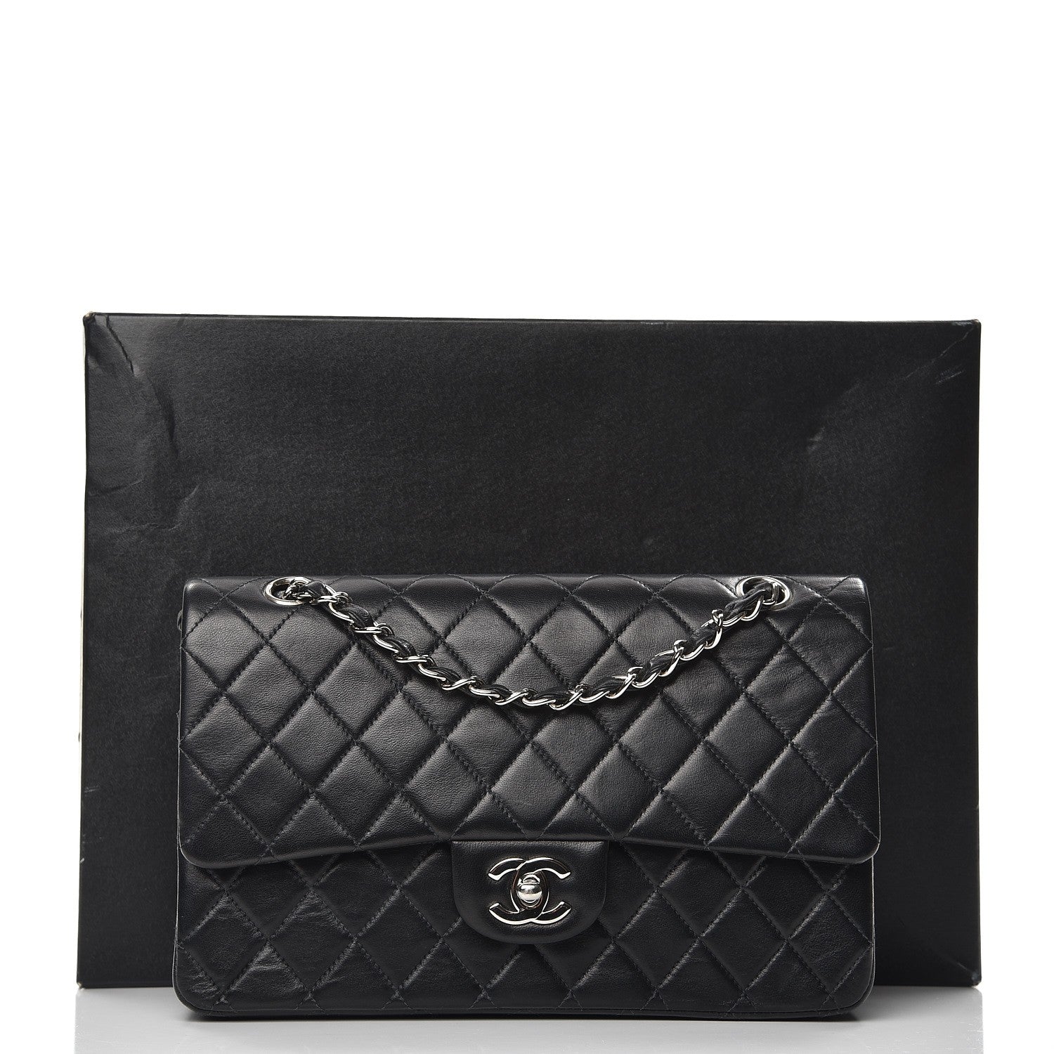 Chanel Lambskin Quilted Medium Double Flap Black 12 of 12