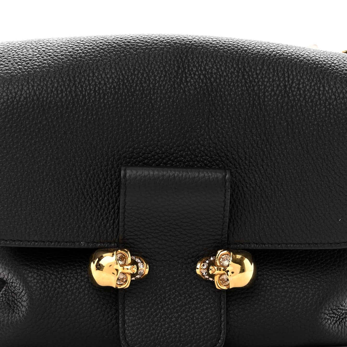 Grained Calfskin Small Skull Crossbody Black