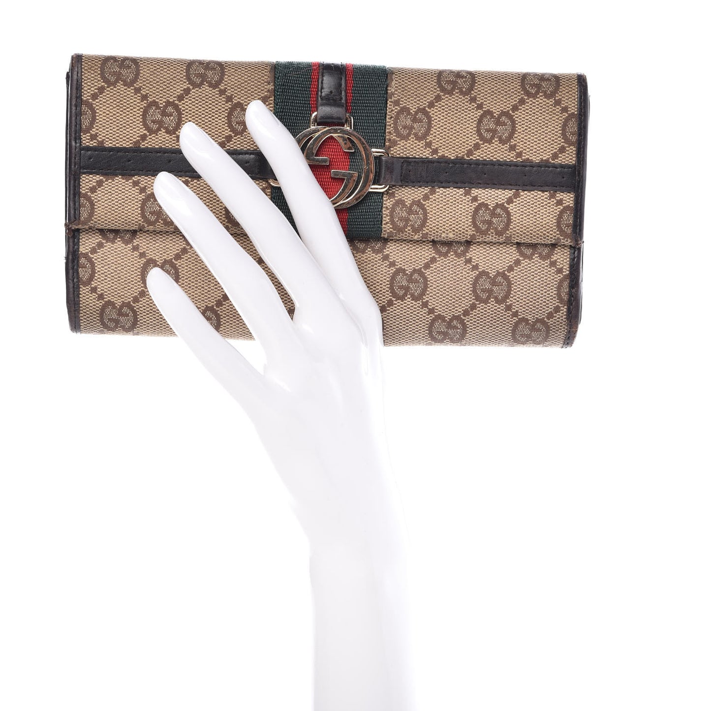 Monogram Web GG Reins Wallet Dark Brown