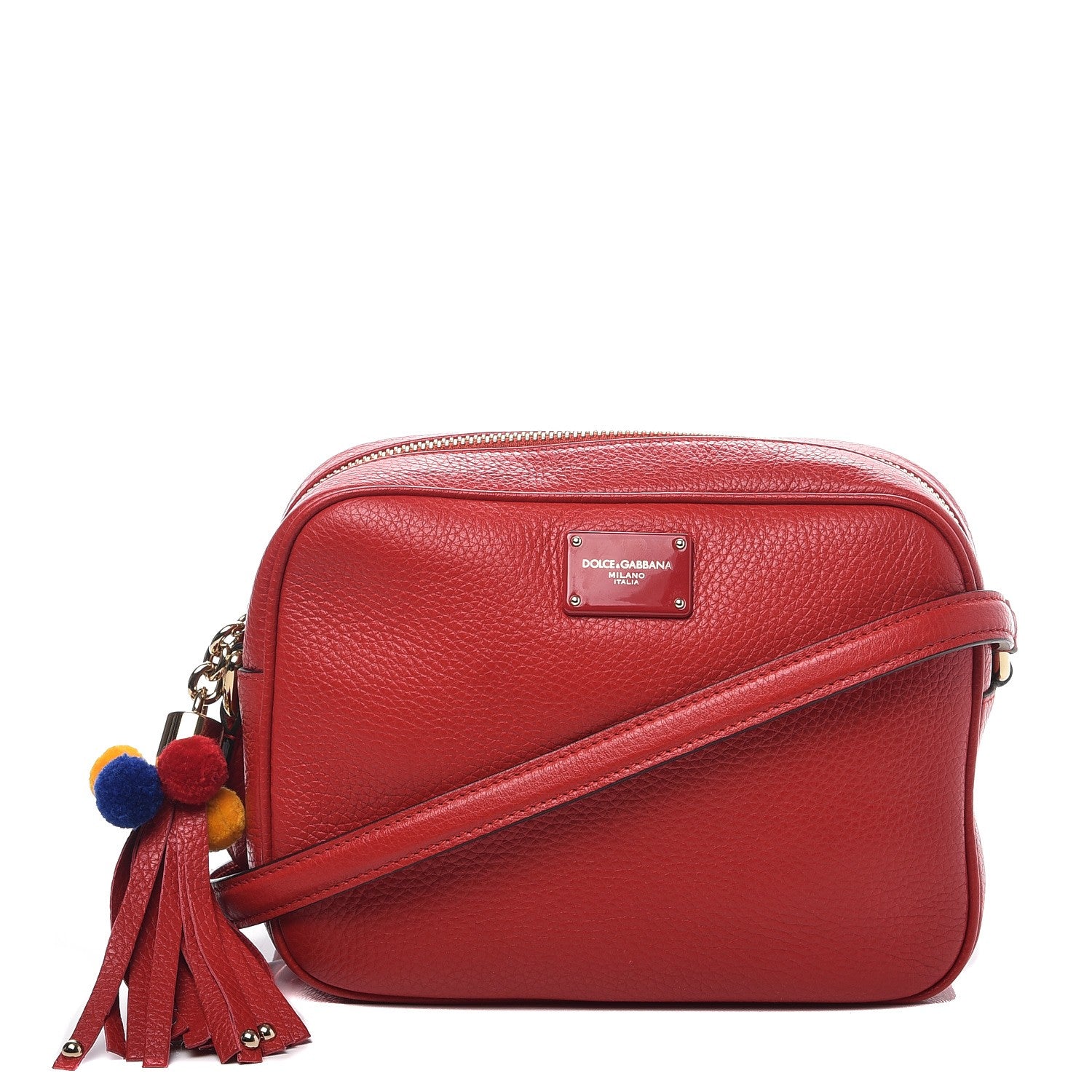Dolce & Gabbana Calfskin Pom Pom Glam Crossbody Scarlet 1 of 6