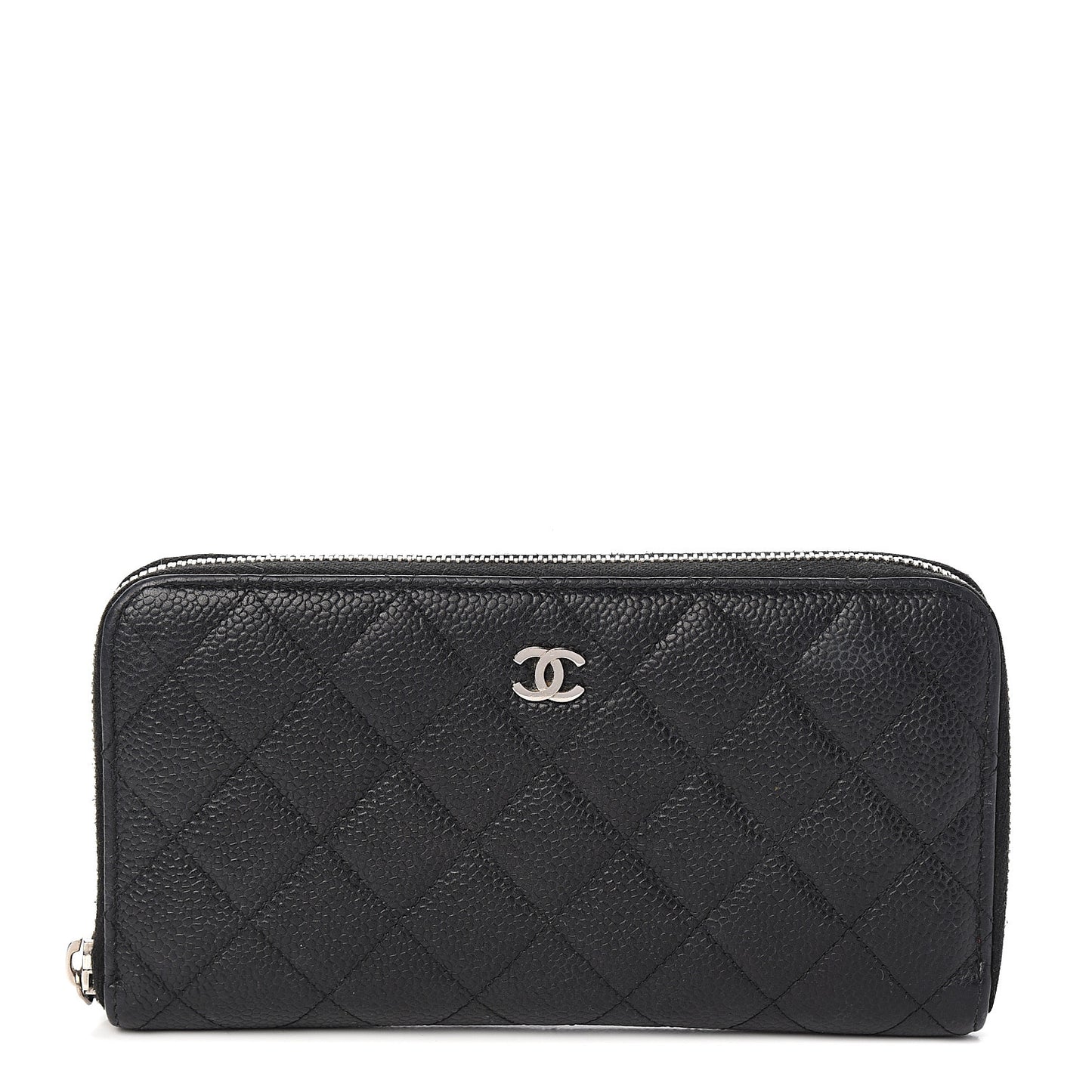 Caviar Quilted Large Gusset Zip Around Wallet Black