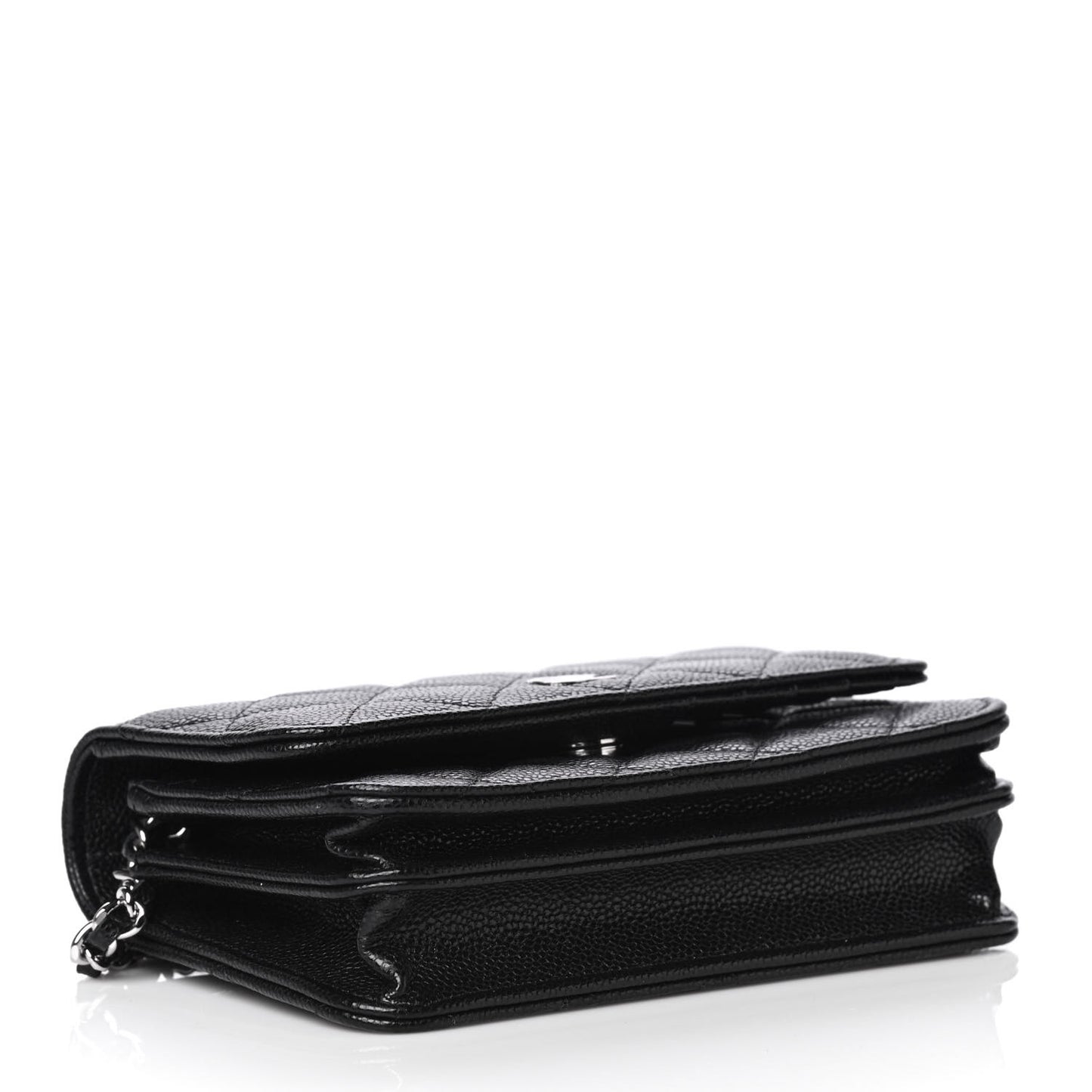 Caviar Quilted Mini Wallet On Chain WOC Black