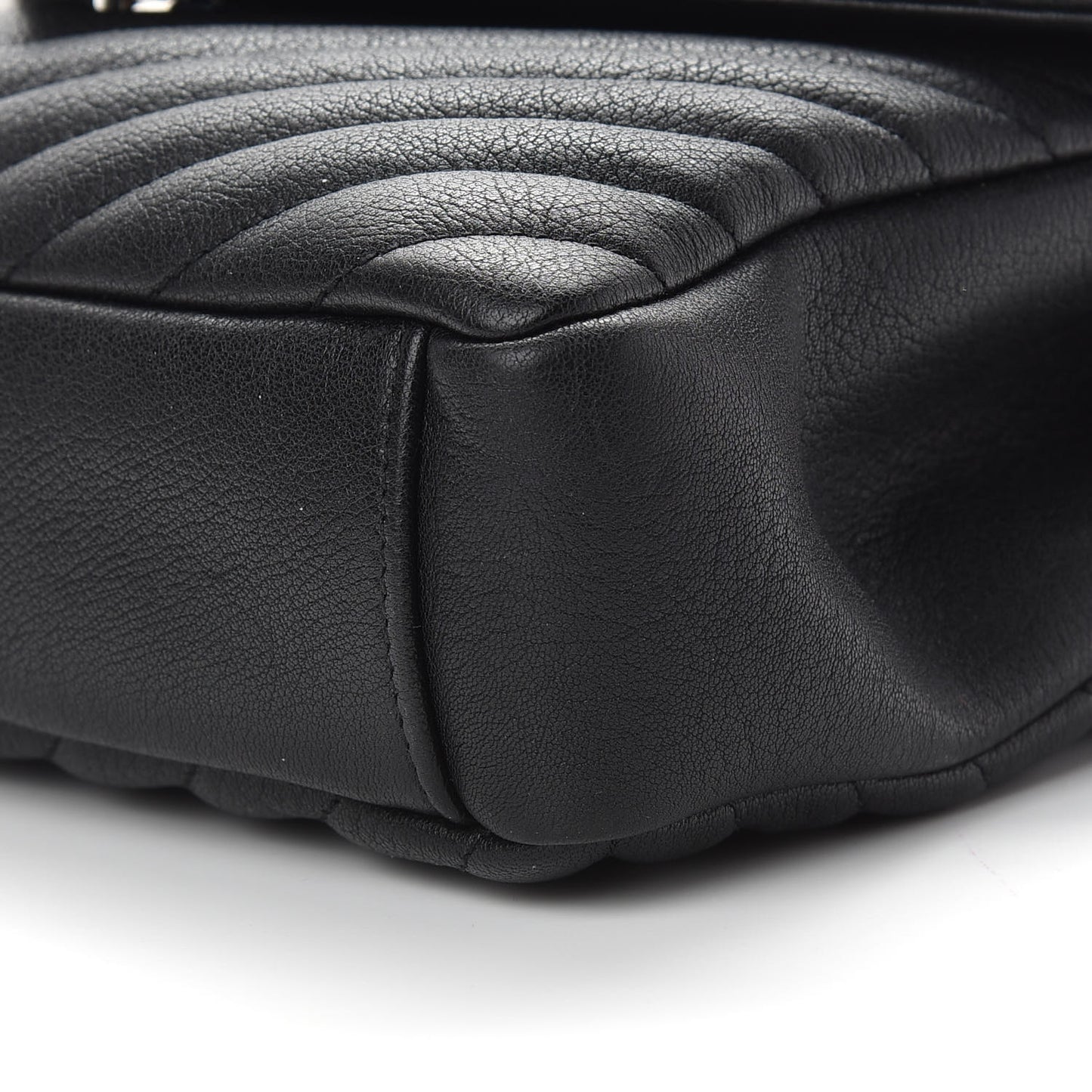 Sheepskin Matelasse Chevron Monogram Medium College Bag Black