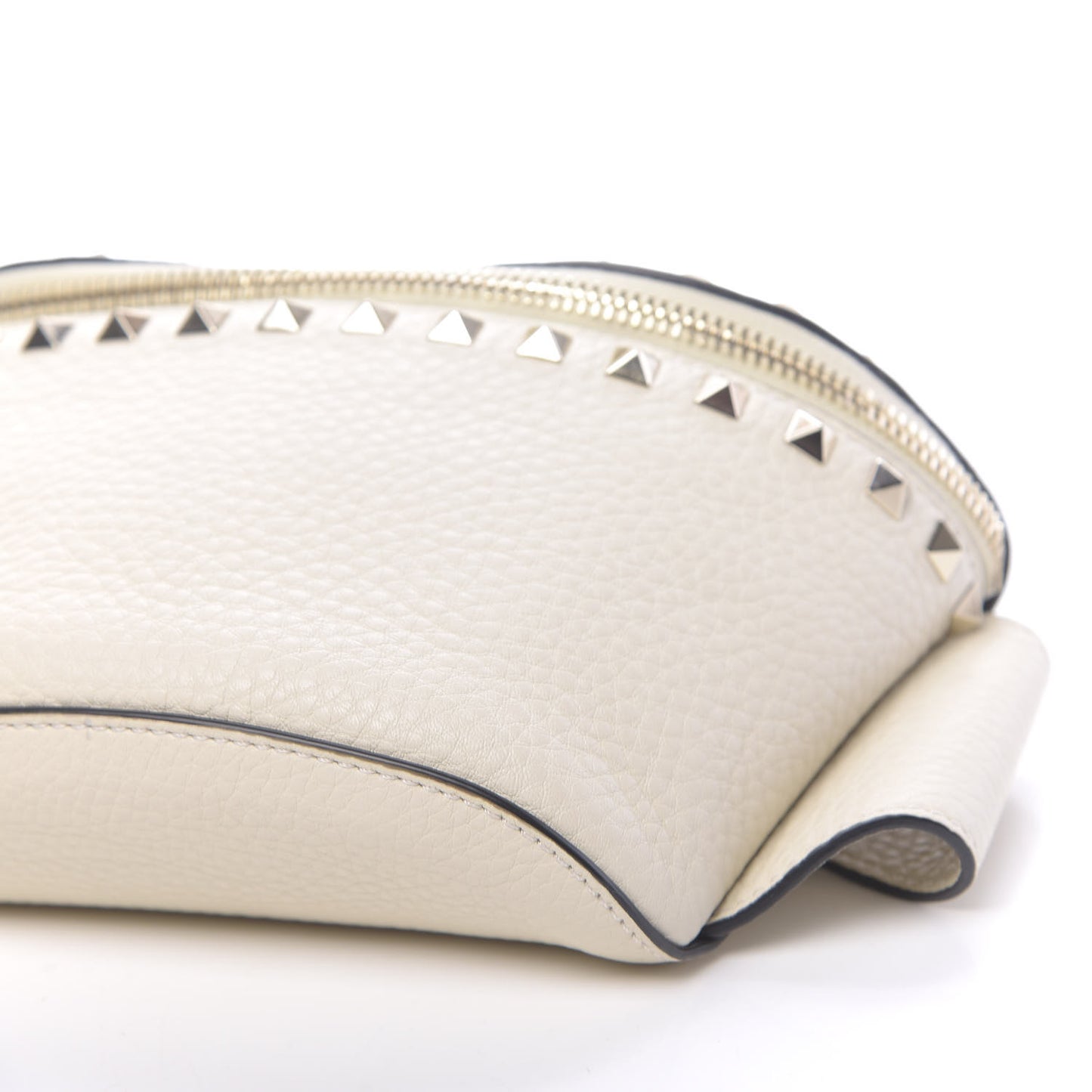 Grained Calfskin Rockstud Belt Bag Light Ivory