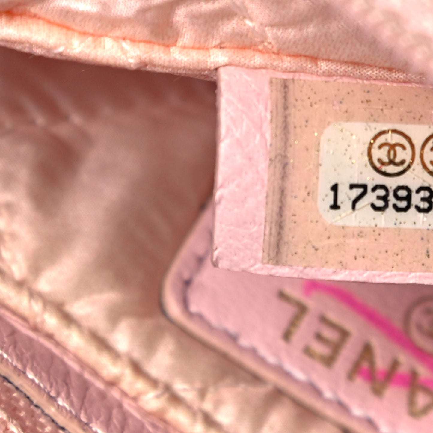 Lambskin Quilted Flap Cosmetic Case Light Pink