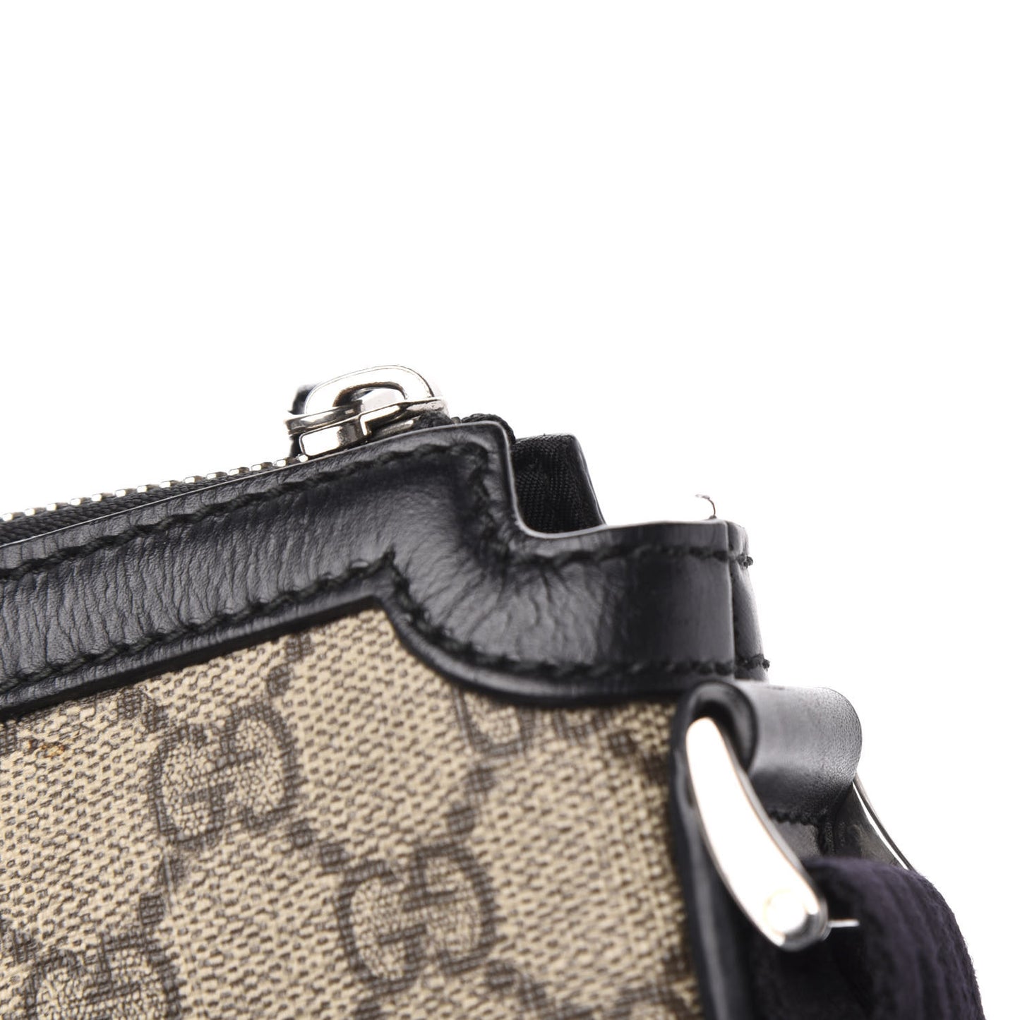 GG Supreme Monogram Web Messenger Bag Black