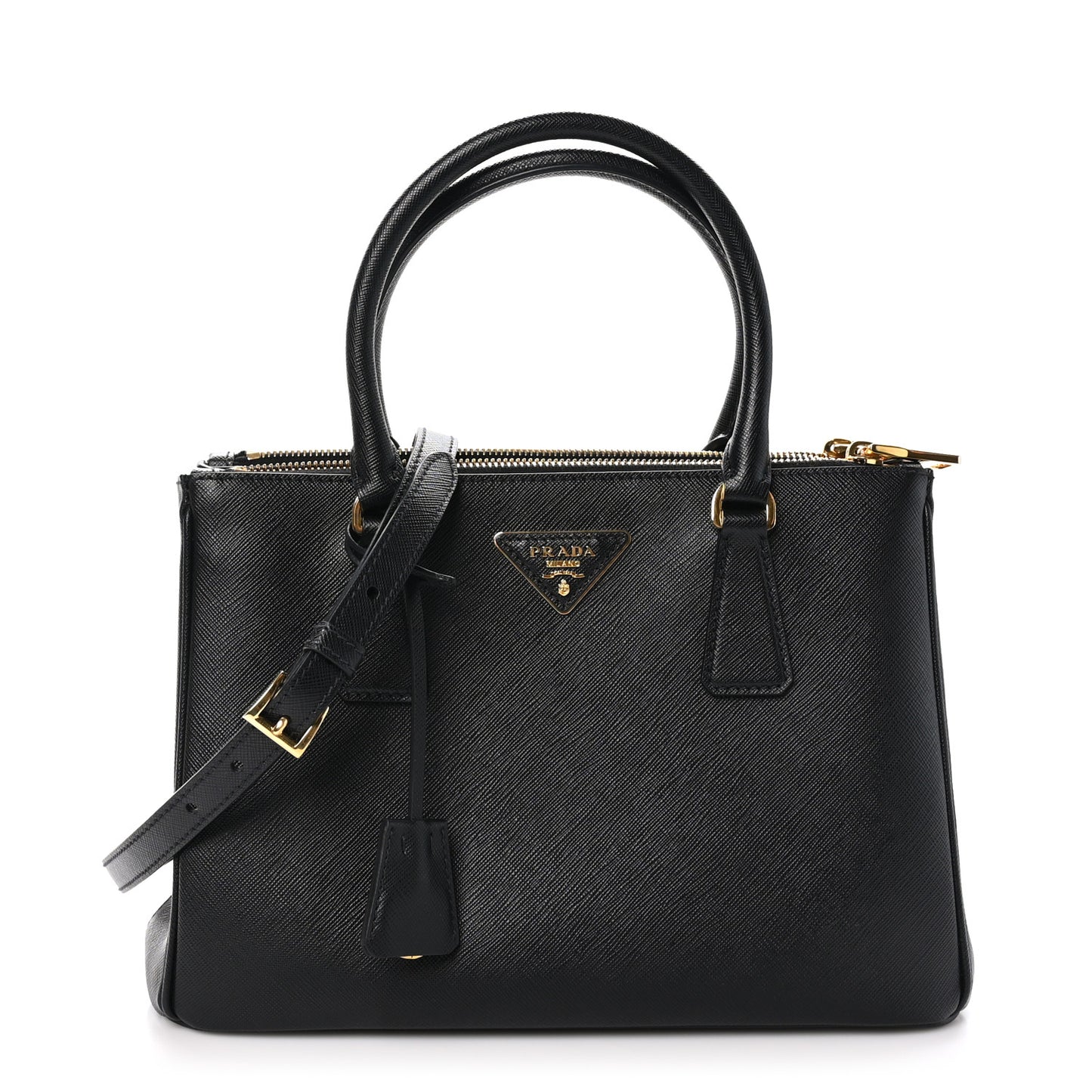 Saffiano Small Galleria Double Zip Tote Black