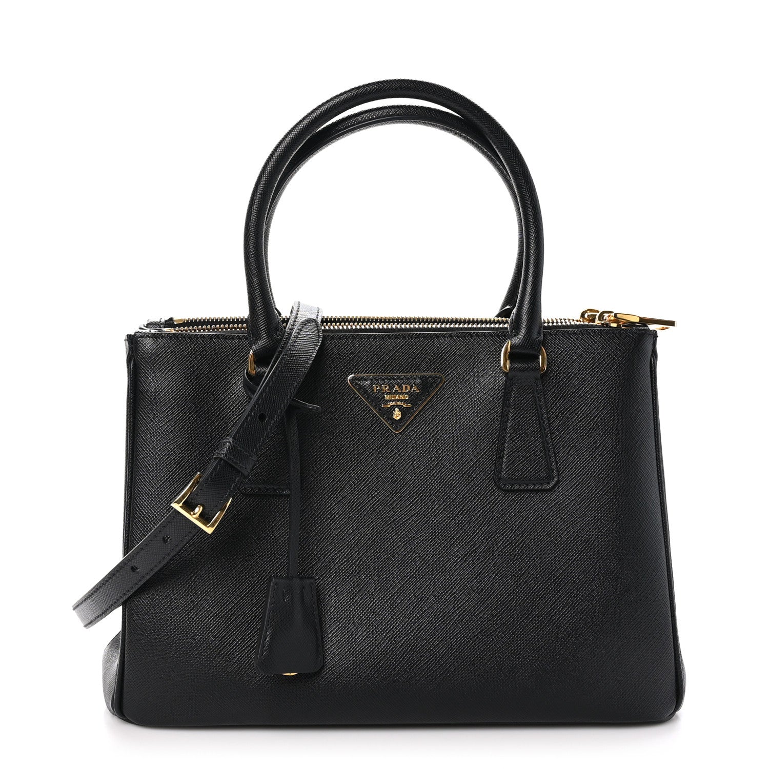 Prada Saffiano Small Galleria Double Zip Tote Black 1 of 9