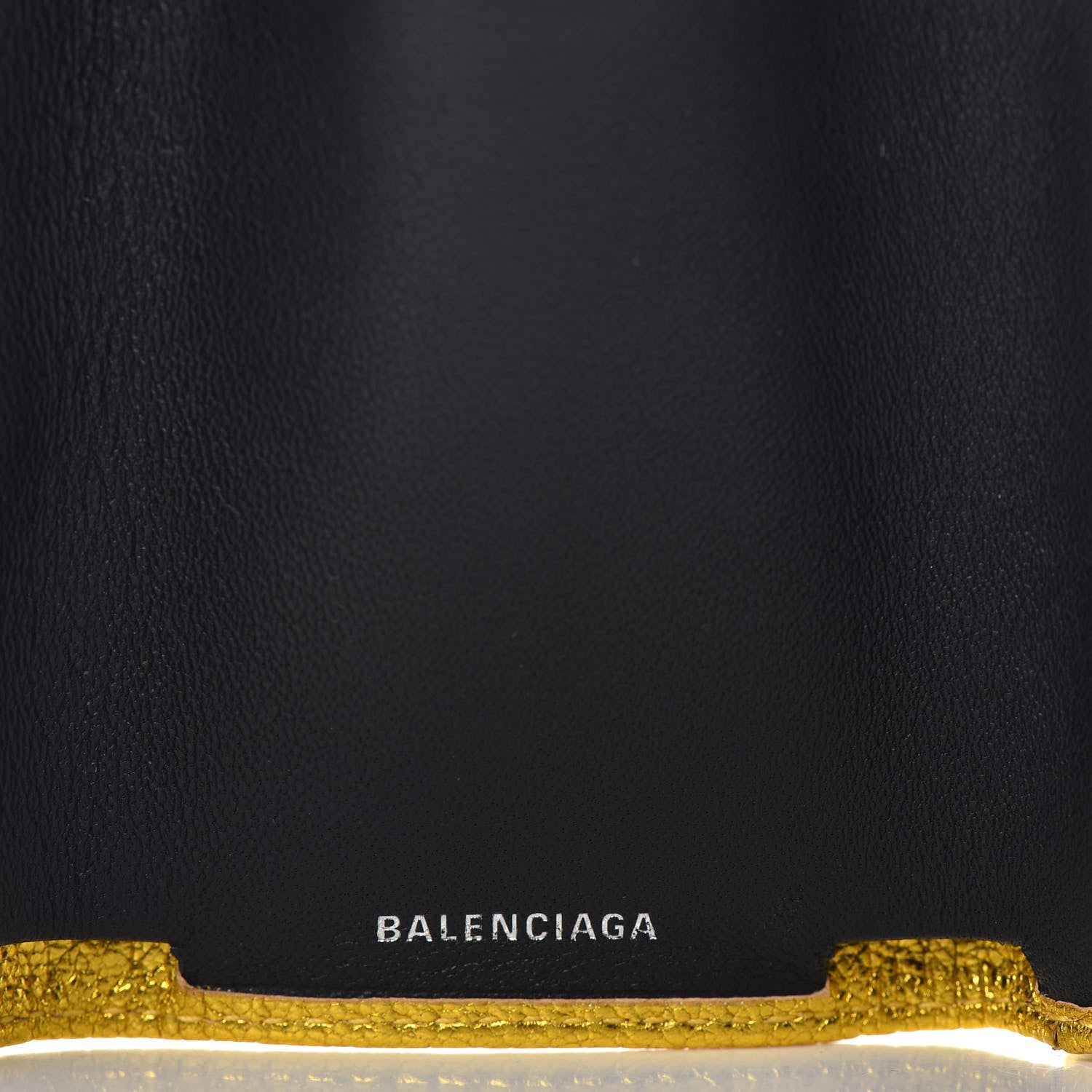 Balenciaga Metallic Goatskin Logo Mini Everyday Wallet Oro Black 6 of 6