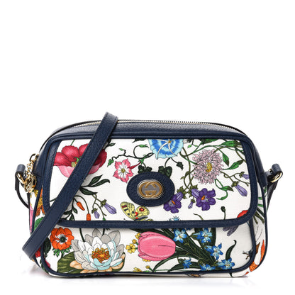 Gucci Canvas Flora Floral Shoulder Bag White Blue Agata Mulitcolor 1 of 10