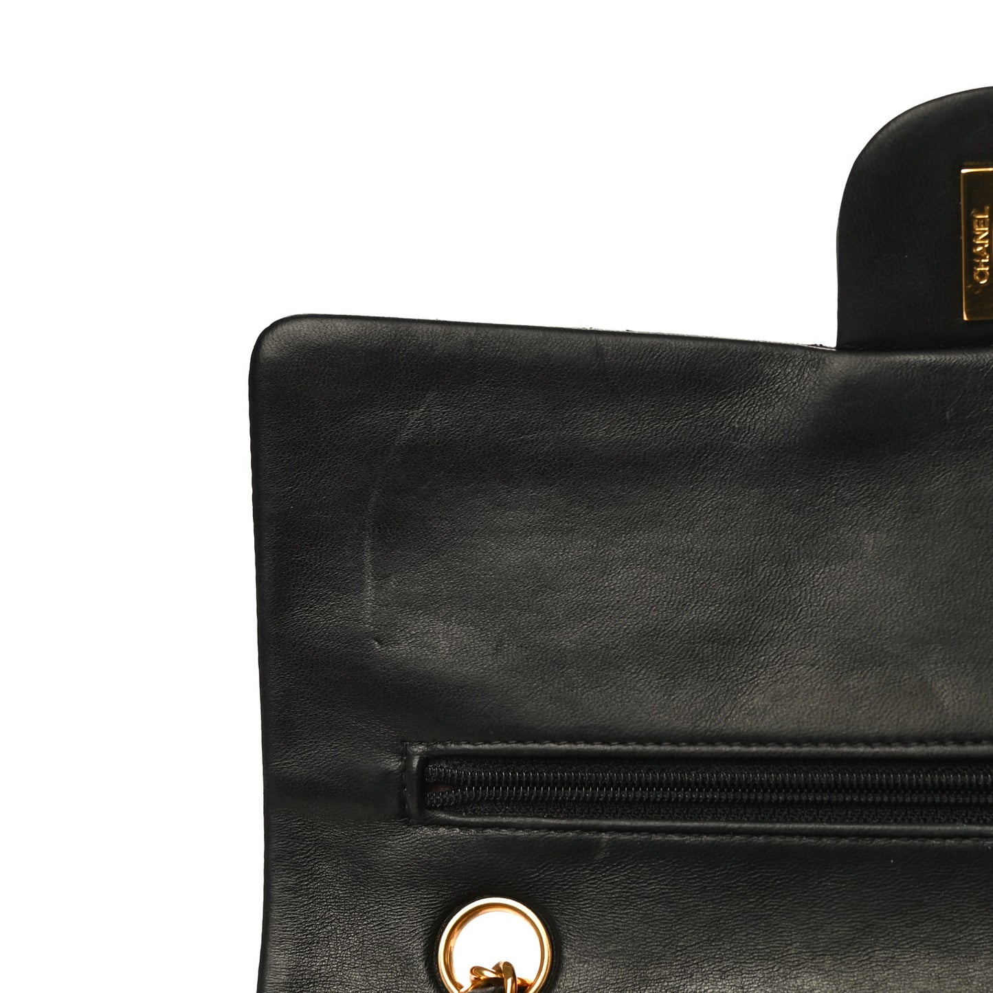 Lambskin Quilted Medium Double Flap Black