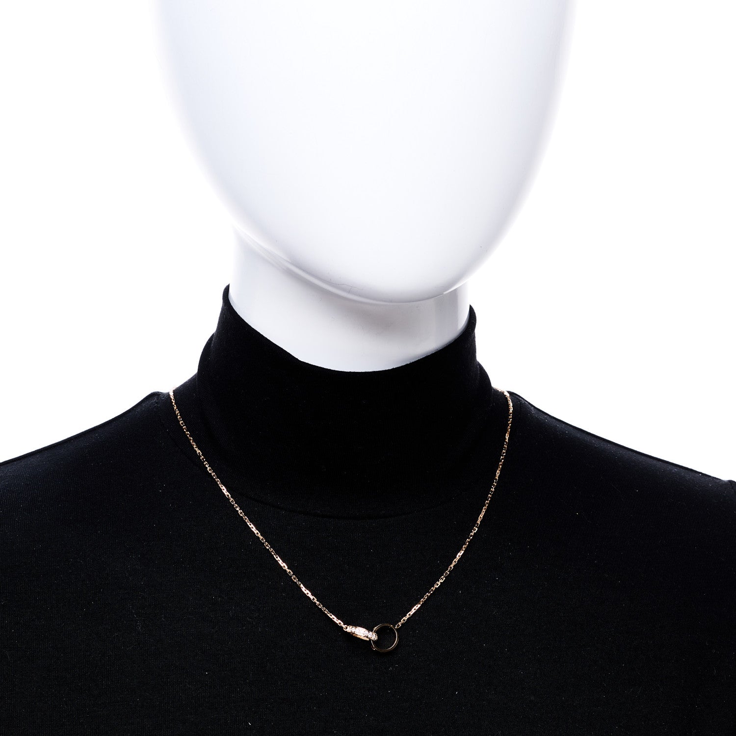 Cartier 18K Pink Gold Diamond Interlocking LOVE Necklace 2 of 6