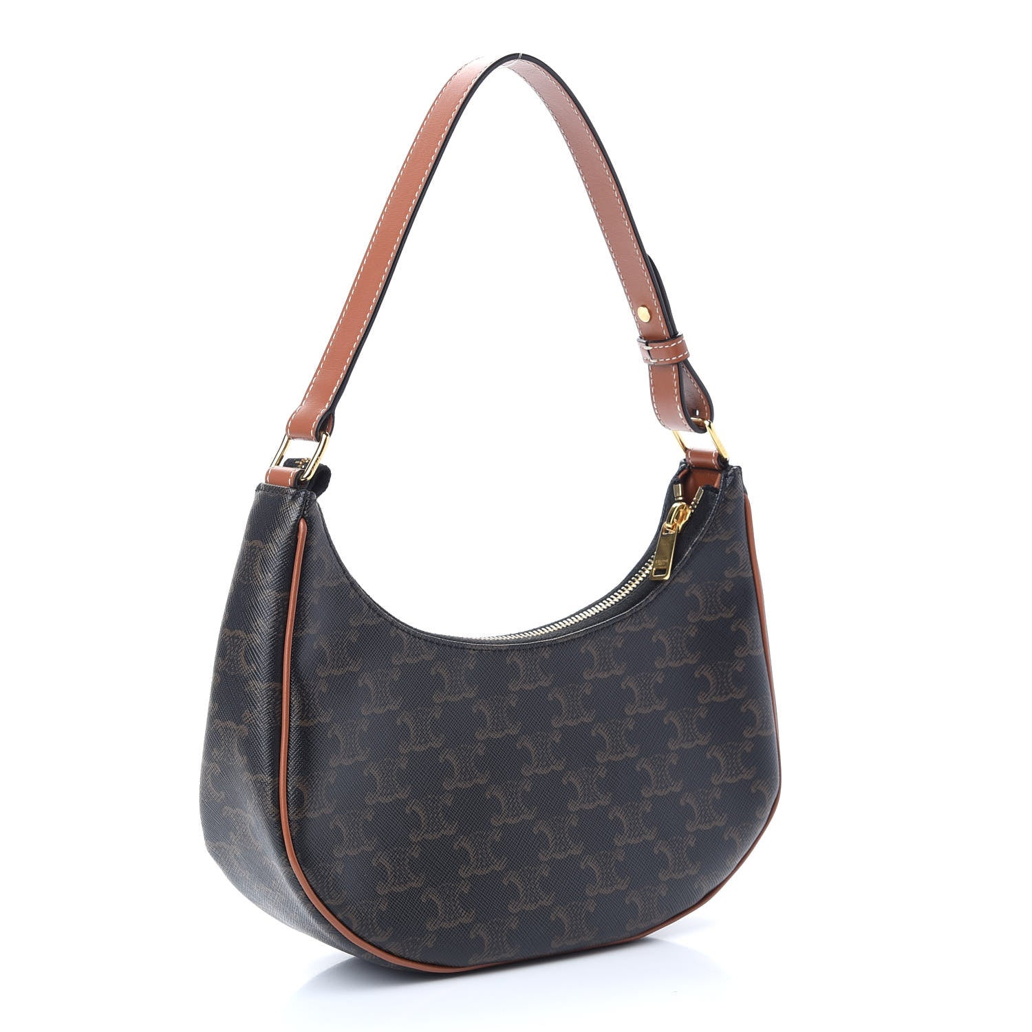 Celine Triomphe Canvas Calfskin Ava Shoulder Bag Tan 3 of 9