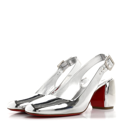 Christian Louboutin Specchio Minny Sling 70 Pump 38.5 Silver 4 of 11
