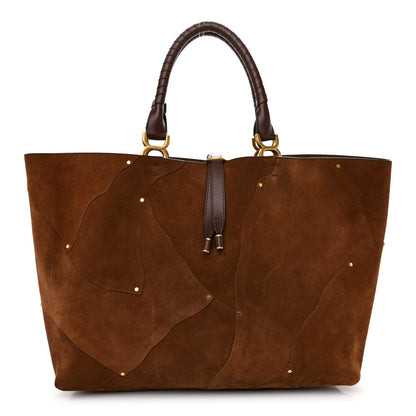 Chloe Suede Patchwork Medium Marcie Tote Caramel 1 of 9