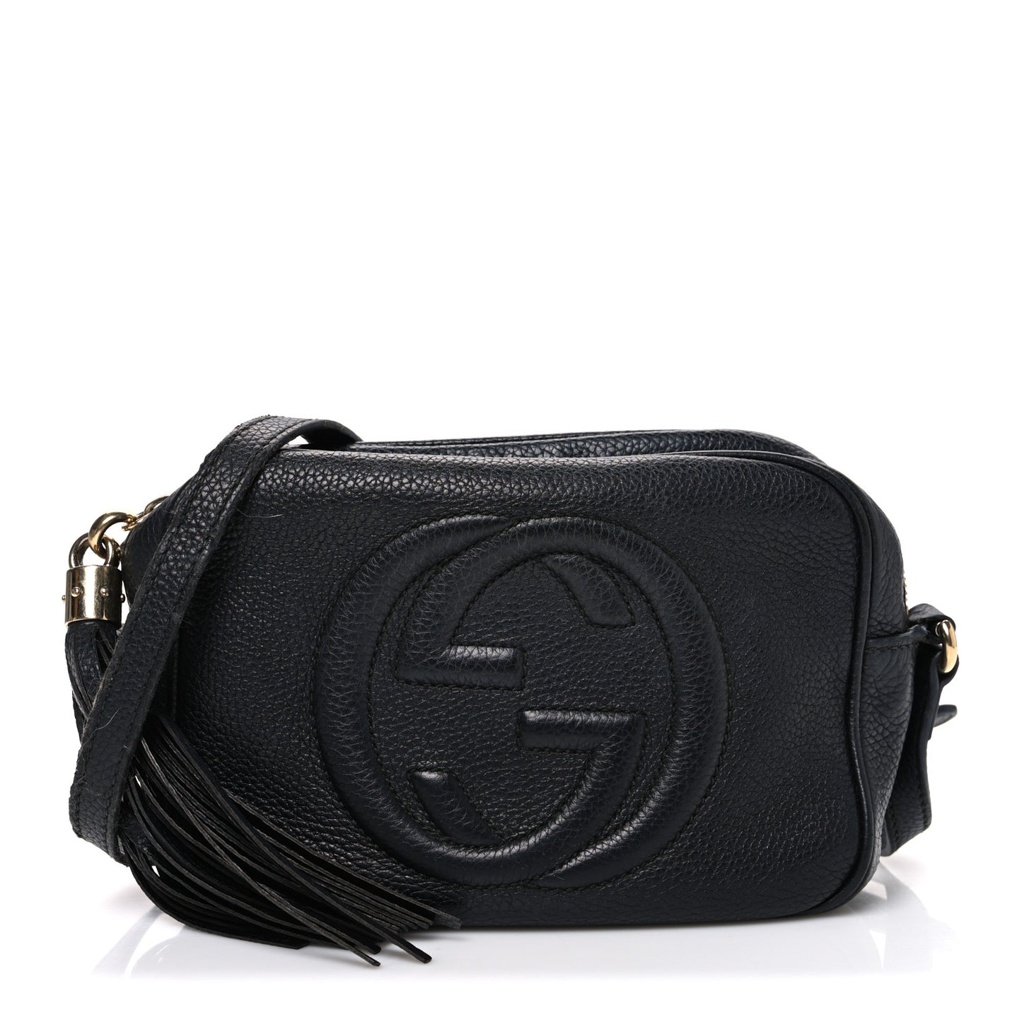 Pebbled Calfskin Small Soho Disco Bag Black