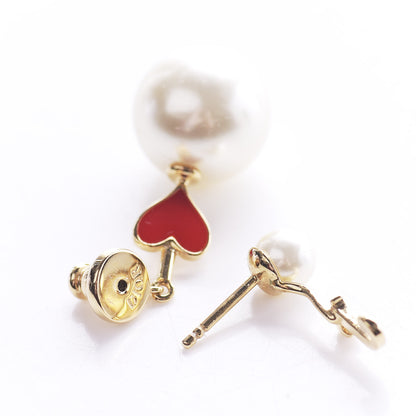 Christian Dior Pearl Enamel Dioramour Earring Gold Red 4 of 5