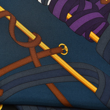 Gucci Silk Monogram Belt Print Scarf Blue 4 of 6