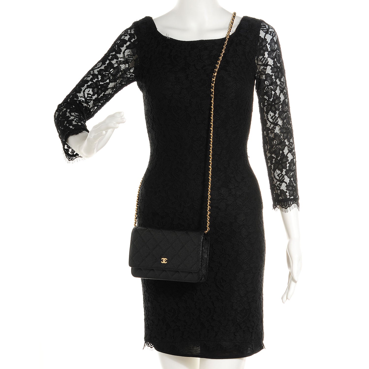 Chanel Caviar Quilted Wallet On Chain WOC Black 2 of 7