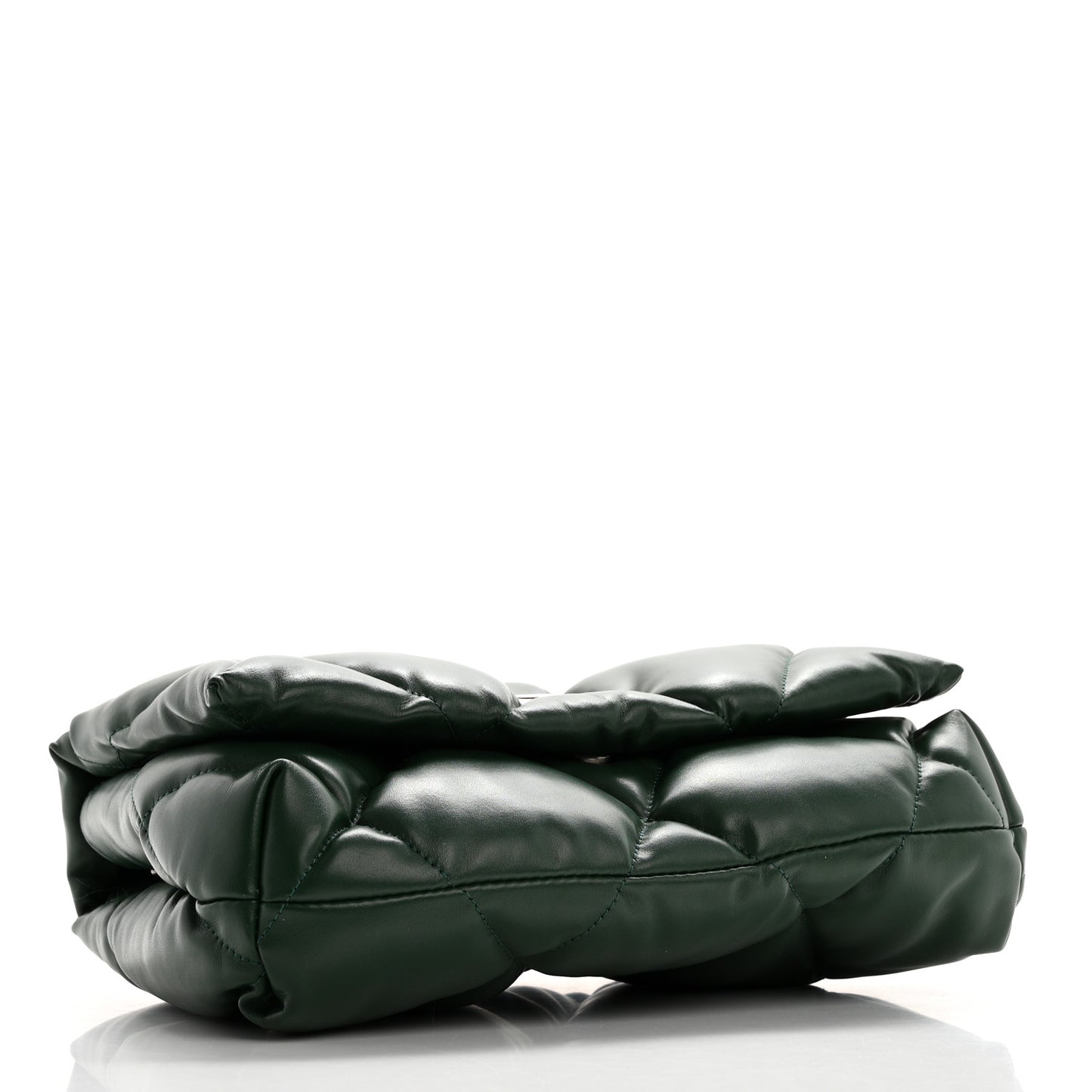 Nappa Calfskin Quilted Touch B Puffy Clutch Forest Green