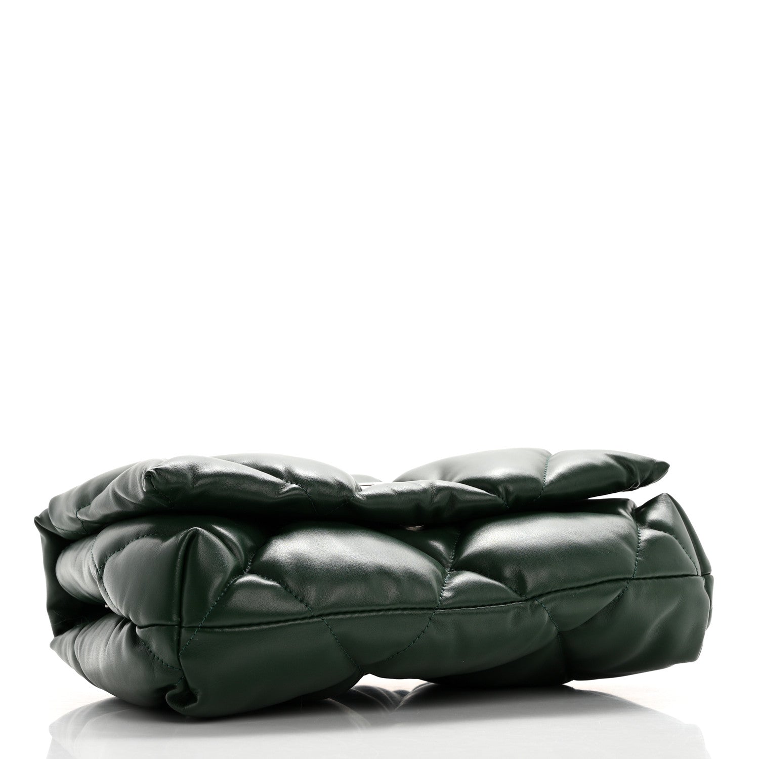 Balenciaga Nappa Calfskin Quilted Touch B Puffy Clutch Forest Green 4 of 9