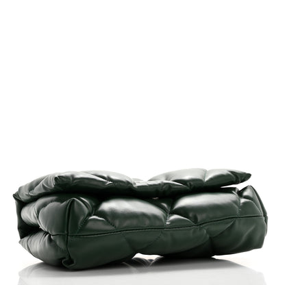 Balenciaga Nappa Calfskin Quilted Touch B Puffy Clutch Forest Green 4 of 9