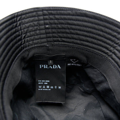 Prada Re-Nylon Metal Triangle Logo Womens Bucket Hat S Black 9 of 11