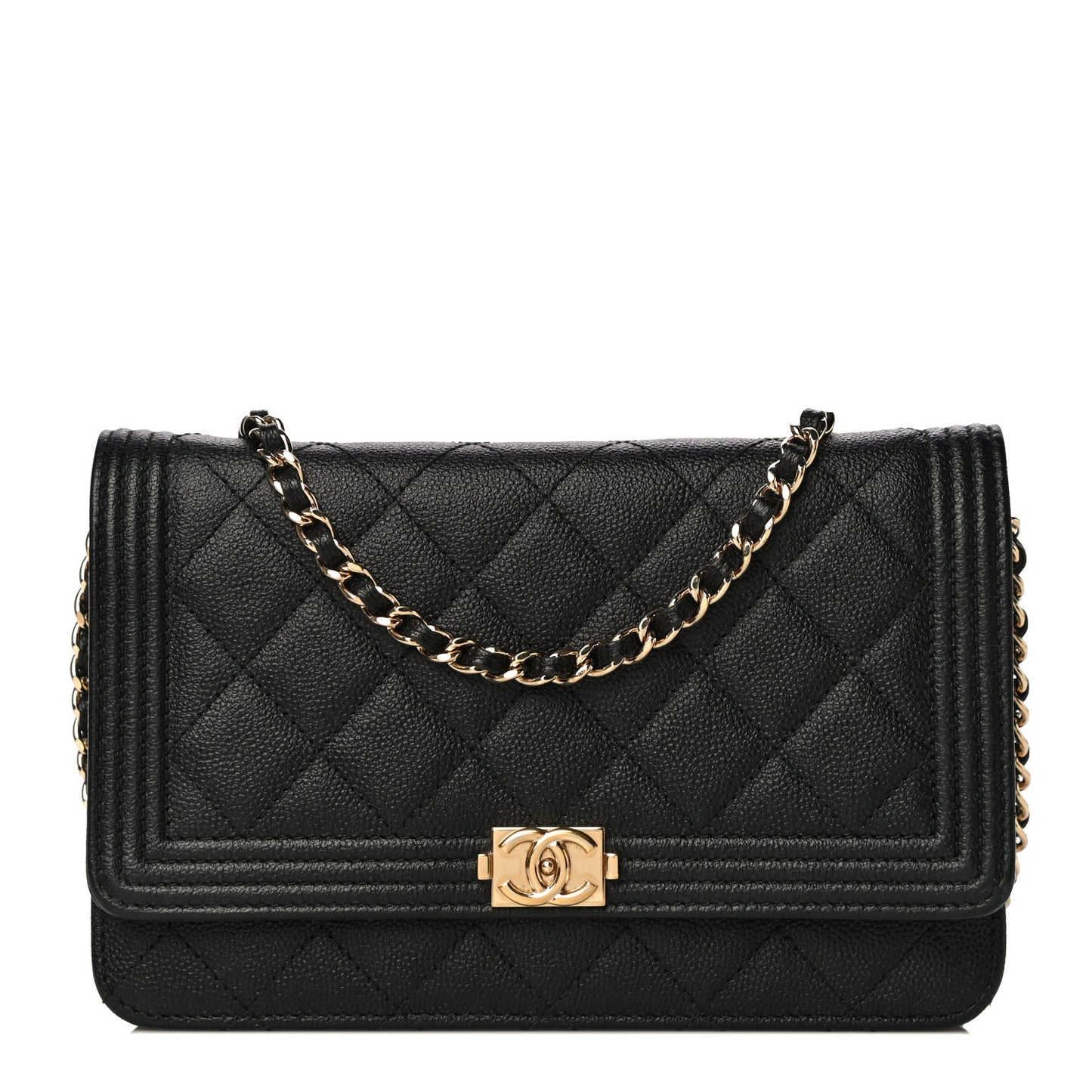Caviar Quilted Boy Wallet On Chain WOC Black