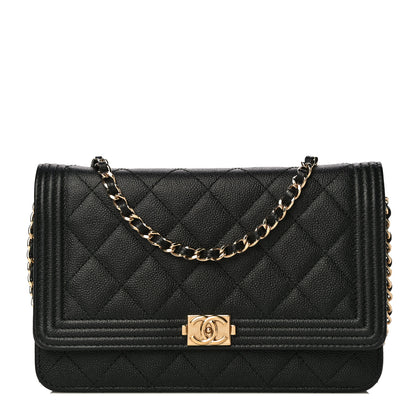 Chanel Caviar Quilted Boy Wallet On Chain WOC Black 1 of 11