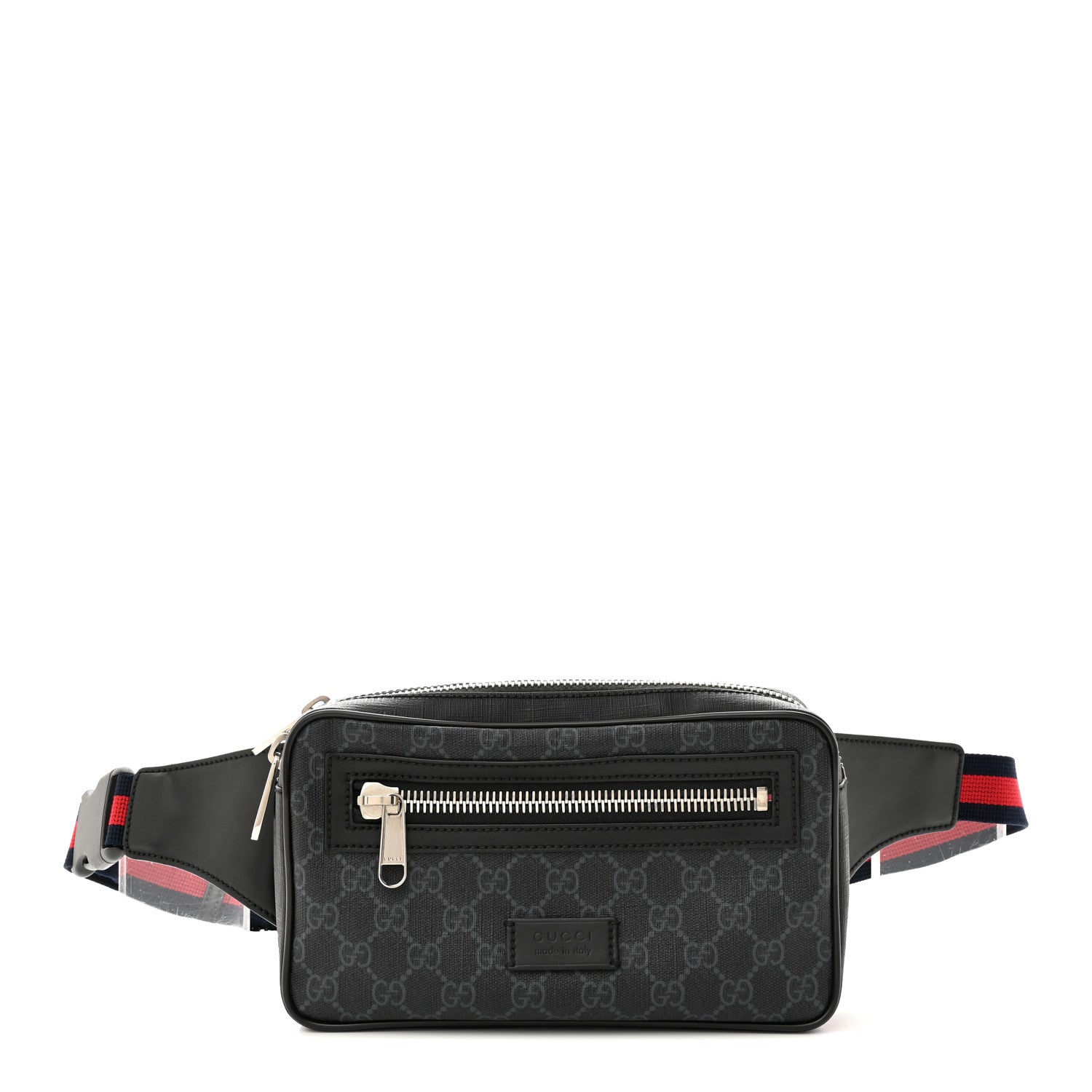 Gucci Soft GG Supreme Monogram Web Belt Bag Black Grey 1 of 12