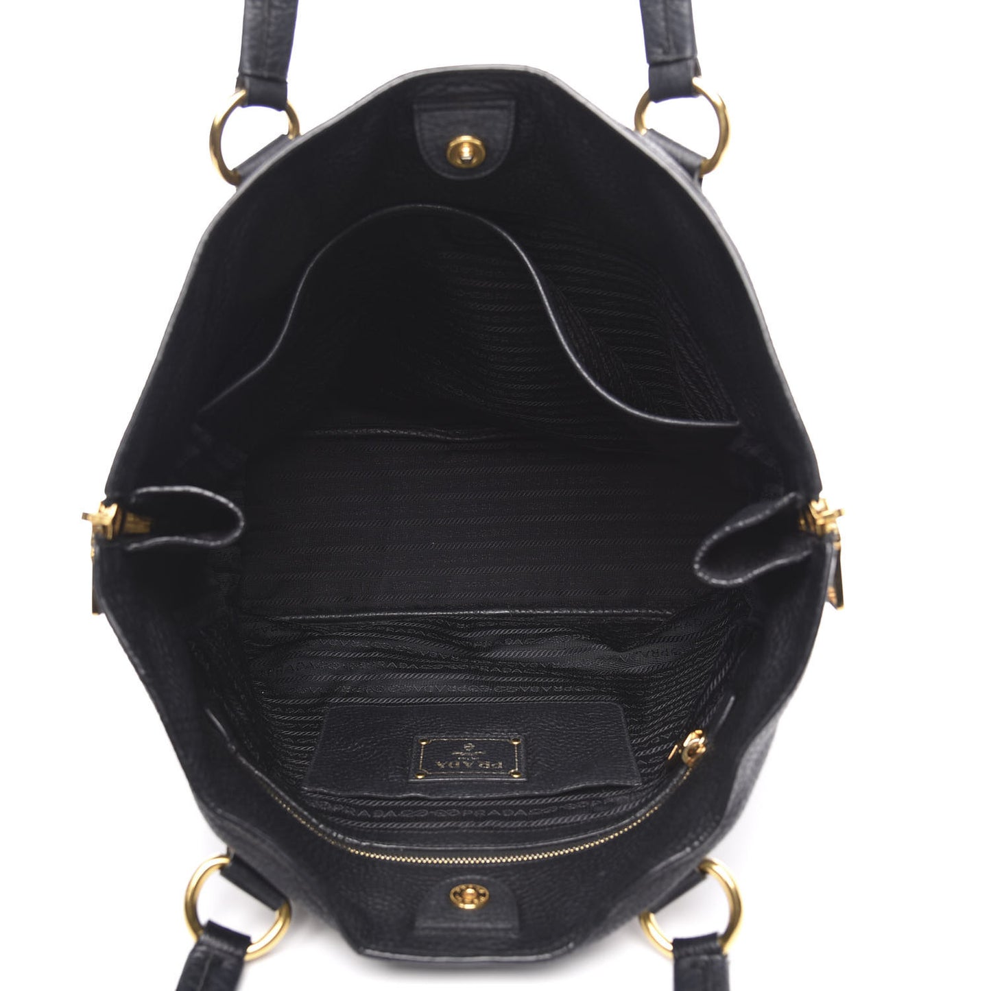 Vitello Daino Side Zip Tote Black