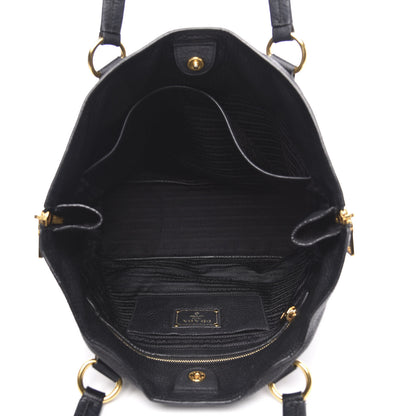 Prada Vitello Daino Side Zip Tote Black 5 of 10