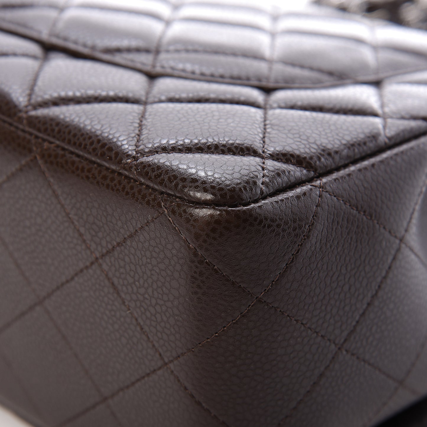 Caviar Quilted Jumbo Single Flap Dark Brown