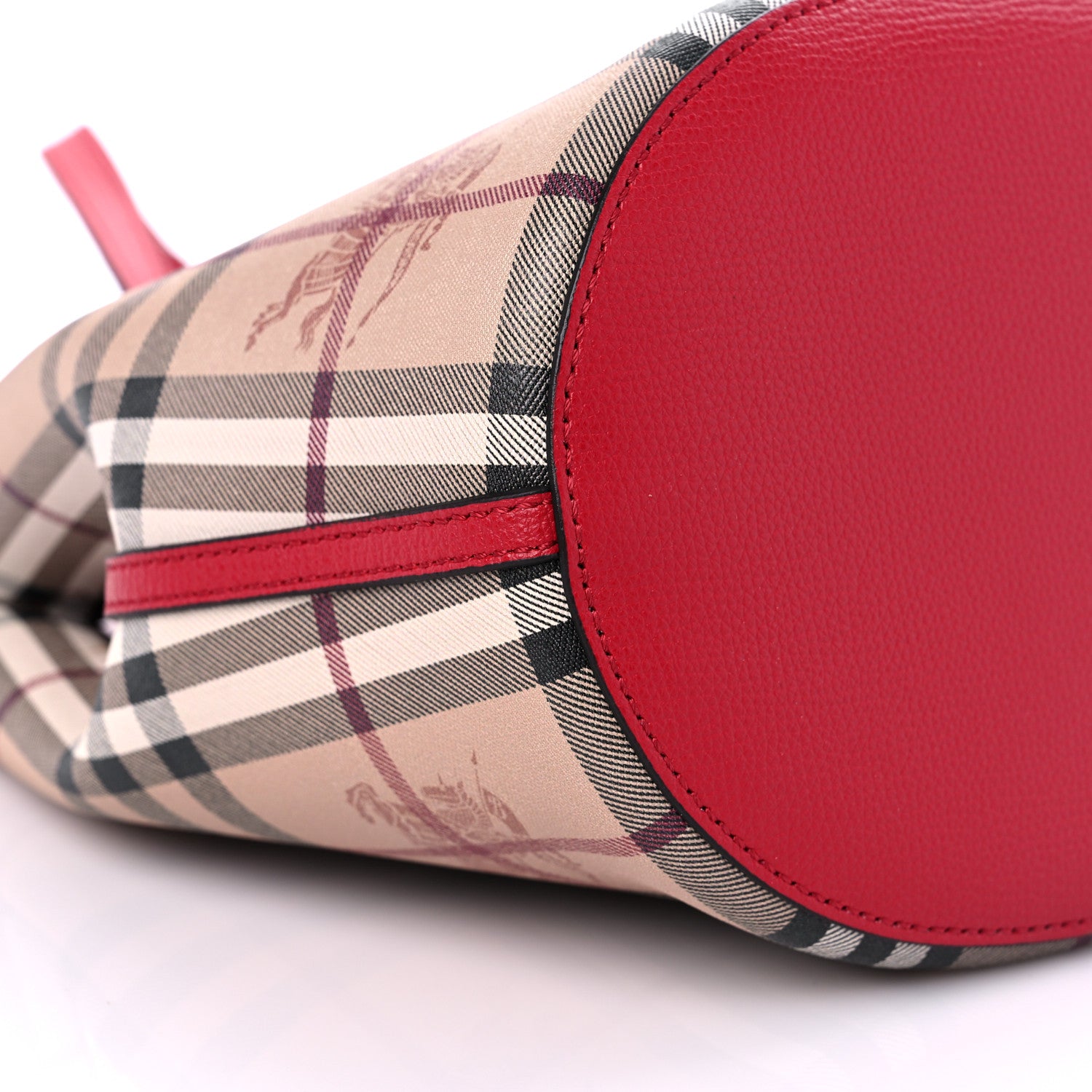 Burberry Haymarket Check Colours Small Lorne Bucket Crossbody Poppy Red 7 of 8