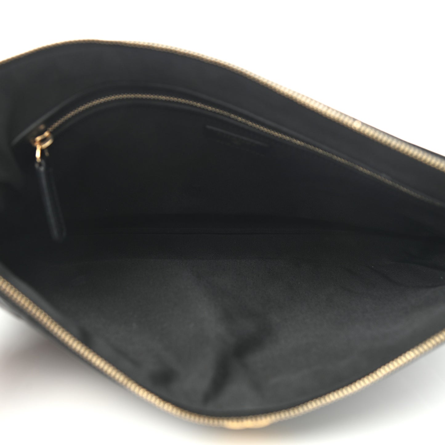 Lambskin Quilted Large Boy Zip Pouch Black