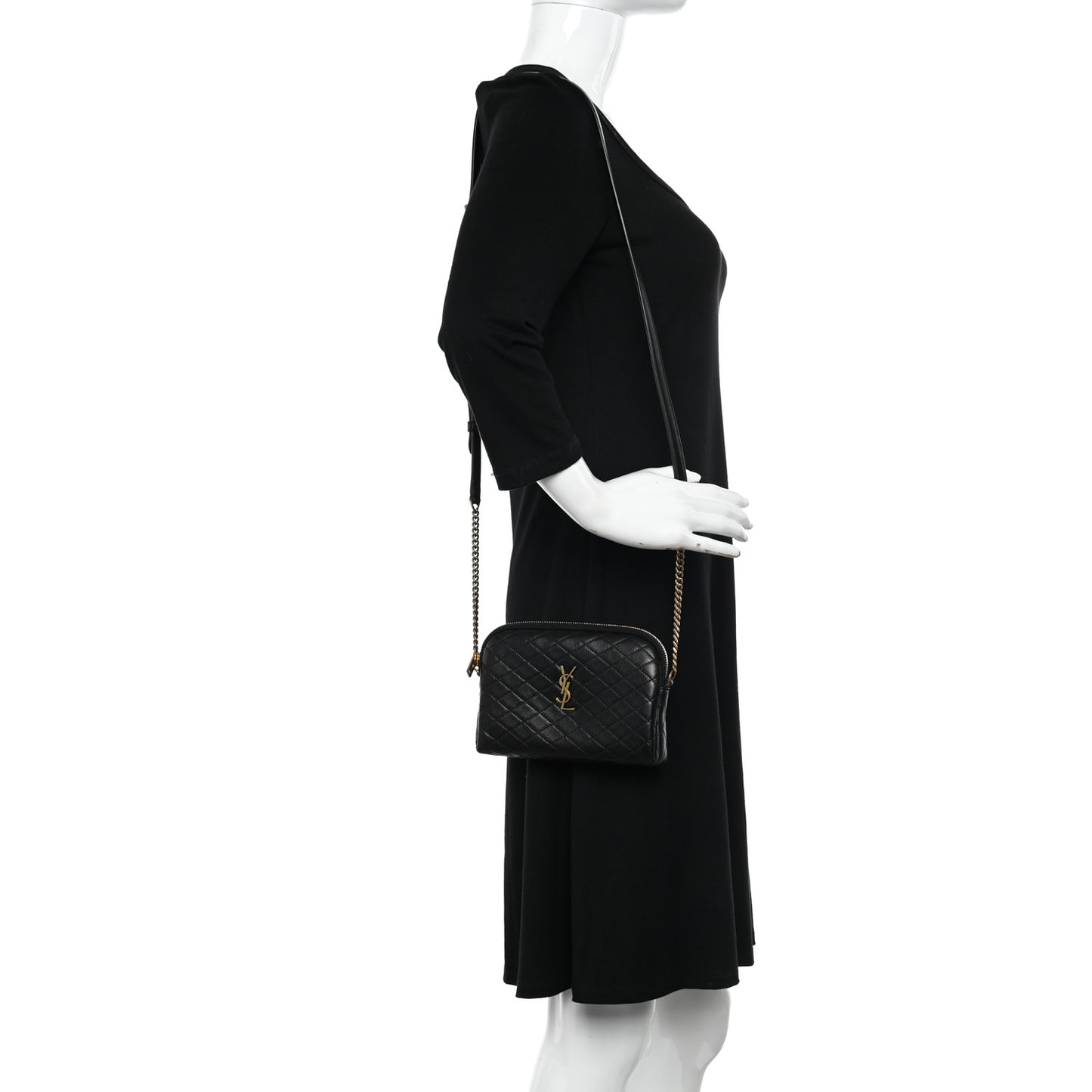 Lambskin Quilted Gaby Zipped Pouch Black