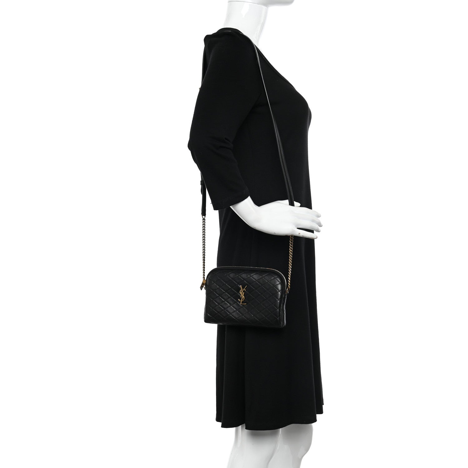 Saint Laurent Lambskin Quilted Gaby Zipped Pouch Black 2 of 10