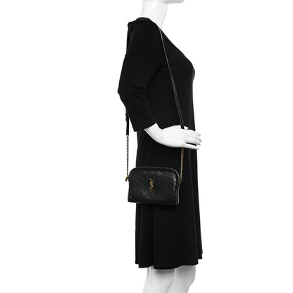 Saint Laurent Lambskin Quilted Gaby Zipped Pouch Black 2 of 10
