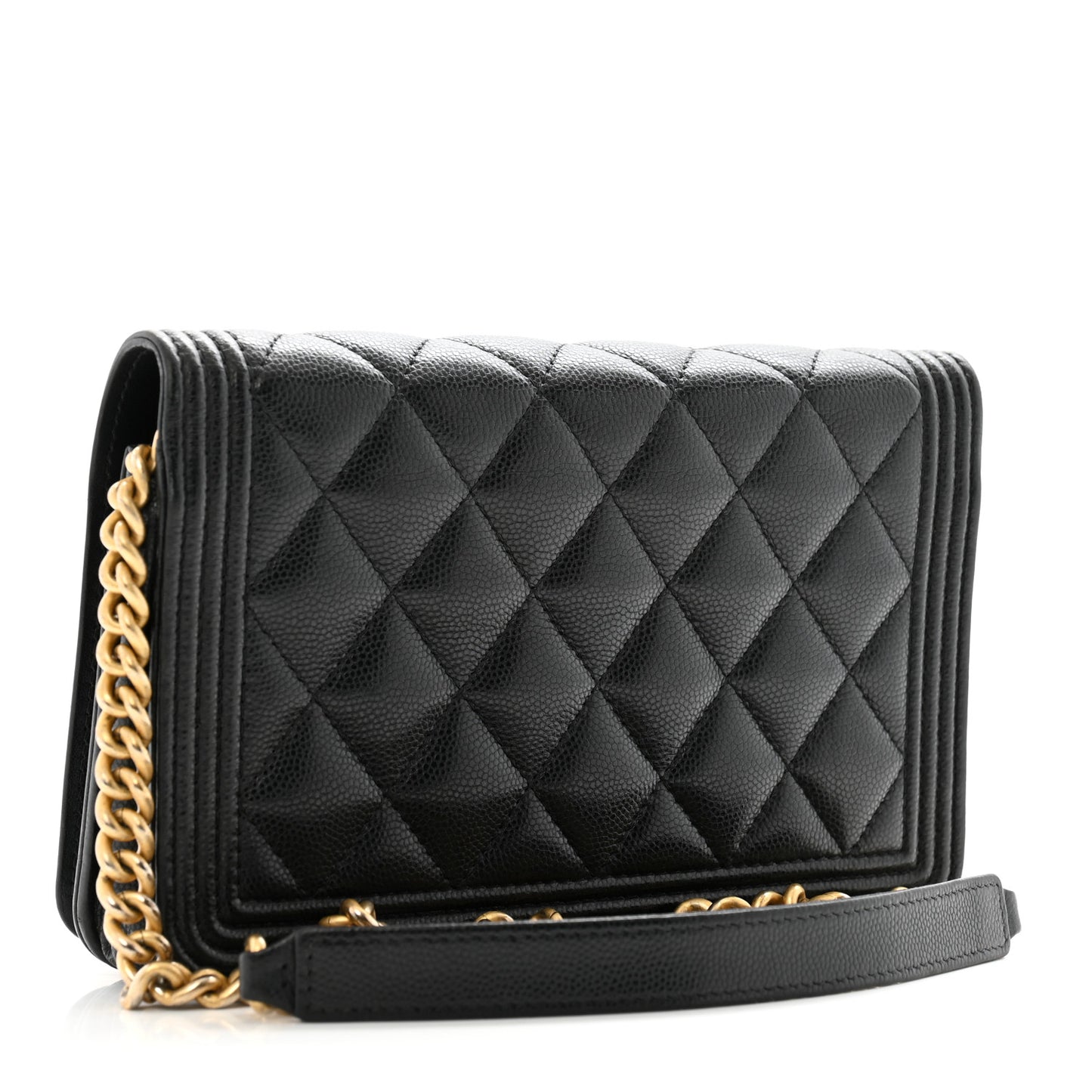 Caviar Quilted Boy Wallet On Chain WOC Black